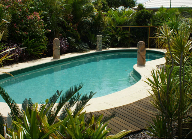 landscaped firberglass pool